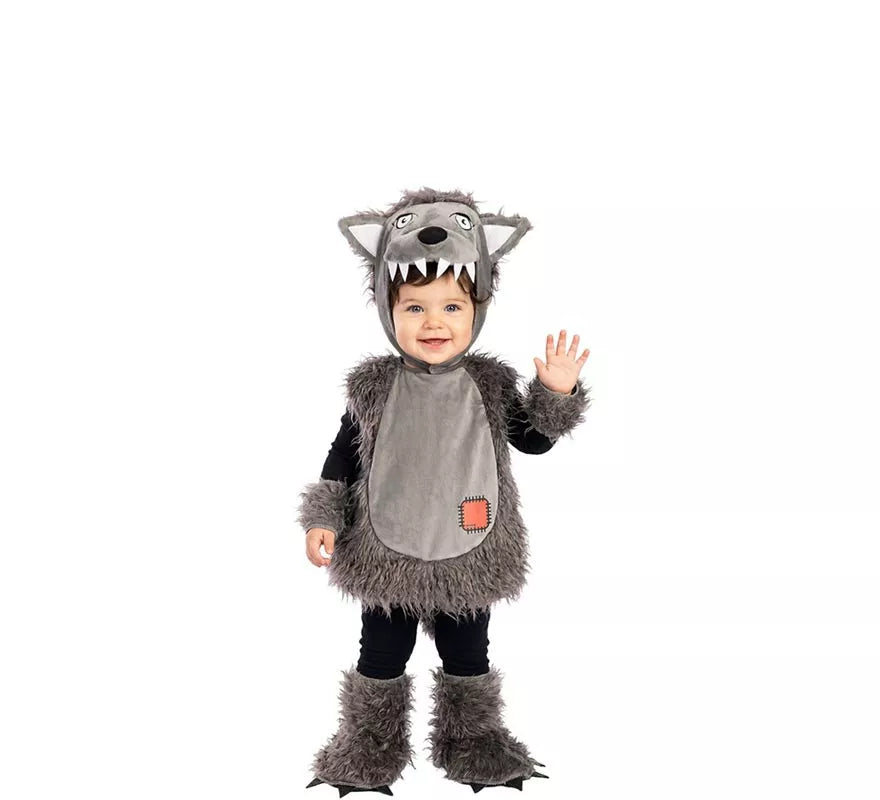 Translation missing: pt-PT.Disfraz de Lobo peludo con capucha para bebé y niños