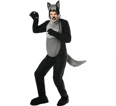 Fato de lobo peludo preto para homem