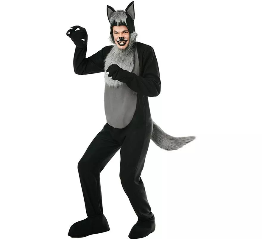 Translation missing: pt-PT.Disfraz de Lobo Peludo negro para adultos