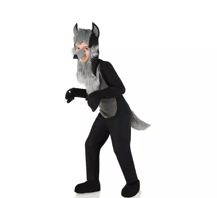 Translation missing: pt-PT.Disfraz de Lobo Peludo negro para niños