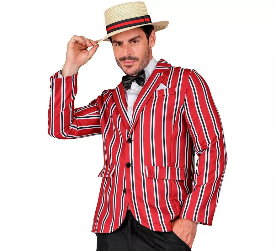 Translation missing: pt-PT.Disfraz de los años 20 rojo a rayas para hombre