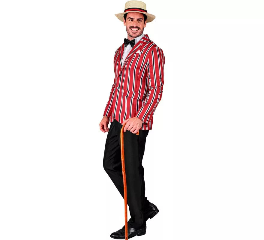 Translation missing: pt-PT.Disfraz de los años 20 rojo a rayas para hombre