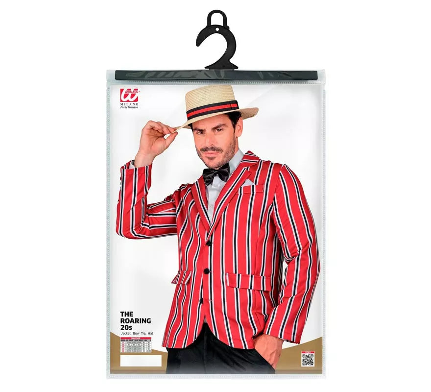 Translation missing: pt-PT.Disfraz de los años 20 rojo a rayas para hombre