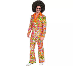 Fato laranja da moda dos anos 60 para homem