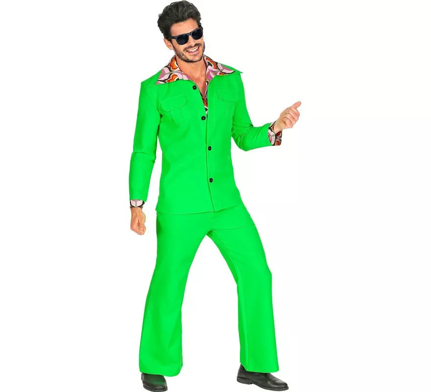 Translation missing: pt-PT.Disfraz de los años 70 Disco verde neón para hombre