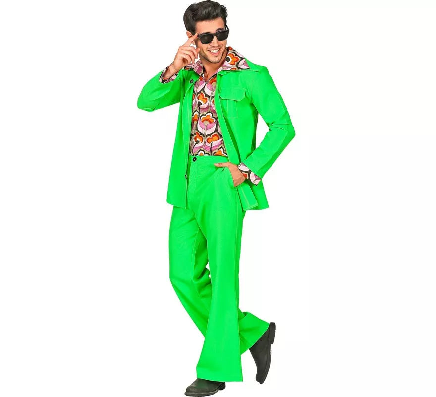 Translation missing: pt-PT.Disfraz de los años 70 Disco verde neón para hombre