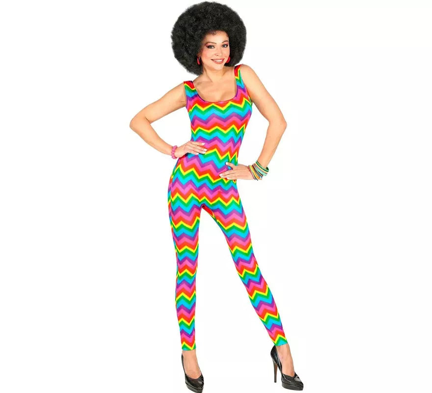 Disfraz de los Años 70 Ondas multicolor para mujer