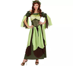 Fato feminina medieval verde mãe natureza
