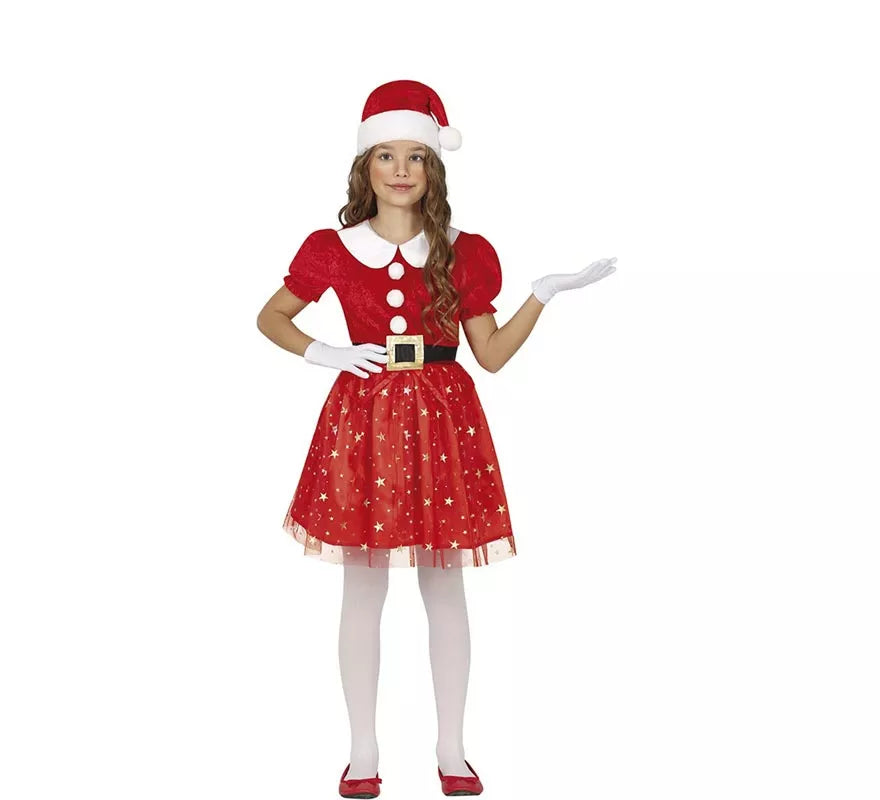 Translation missing: pt-PT.Disfraz de Mamá Noel brillante con cinturón para niña