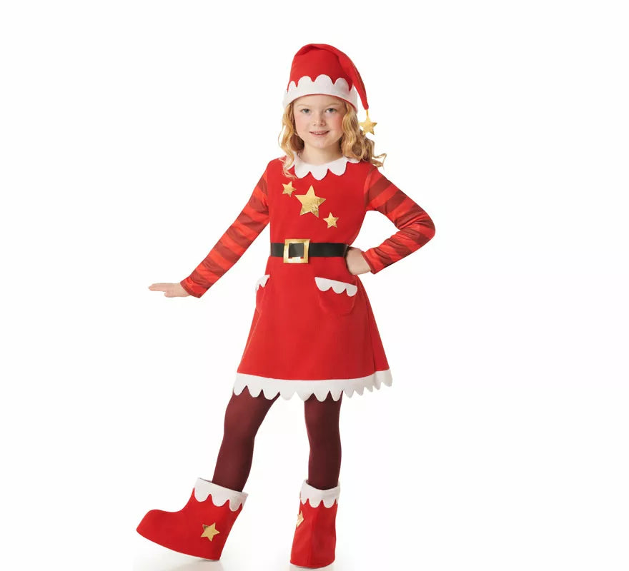 Translation missing: pt-PT.Disfraz de Mamá Noel Estrellas con Bolsillos para niña