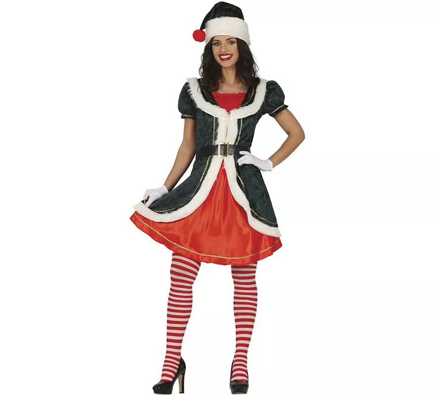 Translation missing: pt-PT.Disfraz de Mamá Noel verde con chaqueta para mujer