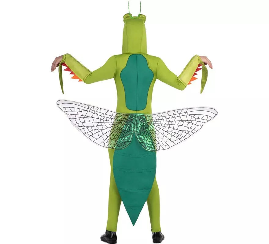 Translation missing: pt-PT.Disfraz de Mantis verde con capucha y alas para adulto