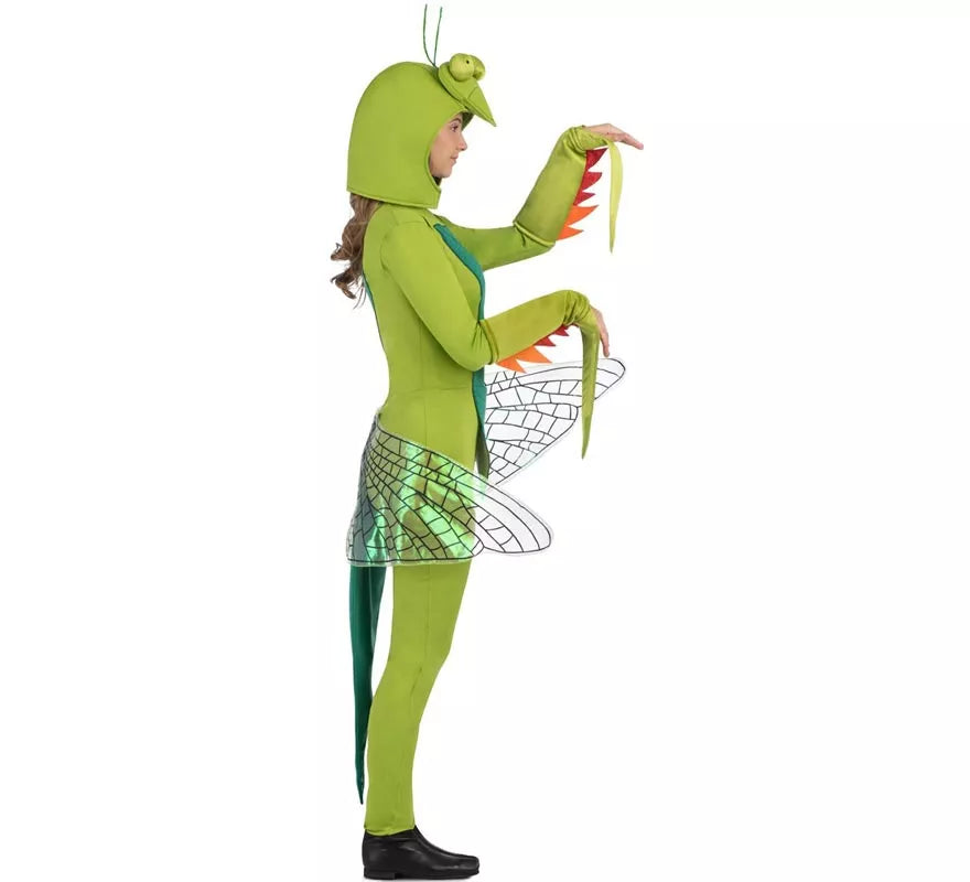 Translation missing: pt-PT.Disfraz de Mantis verde con capucha y alas para adulto