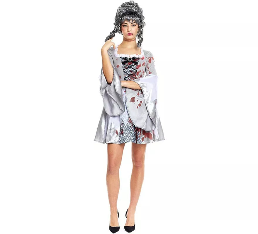 Translation missing: pt-PT.Disfraz de María Antonieta Zombie gris para mujer