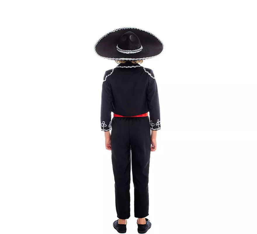 Translation missing: pt-PT.Disfraz de Mariachi Mexicano Negro y Rojo para niño