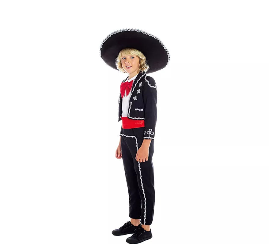 Translation missing: pt-PT.Disfraz de Mariachi Mexicano Negro y Rojo para niño
