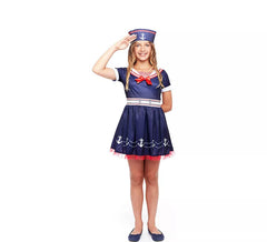 Fato de marinheira Pin Up azul marinho para menina