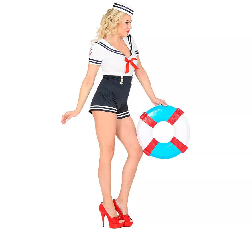 Disfraz de Marinera con Shorts Altos para mujer