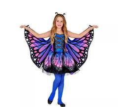 Fato de Borboleta azul com asas para menina