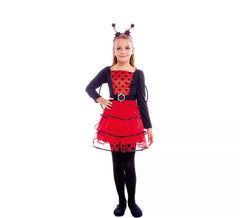Fato de joaninha de bolinhas pretas com cinto para menina