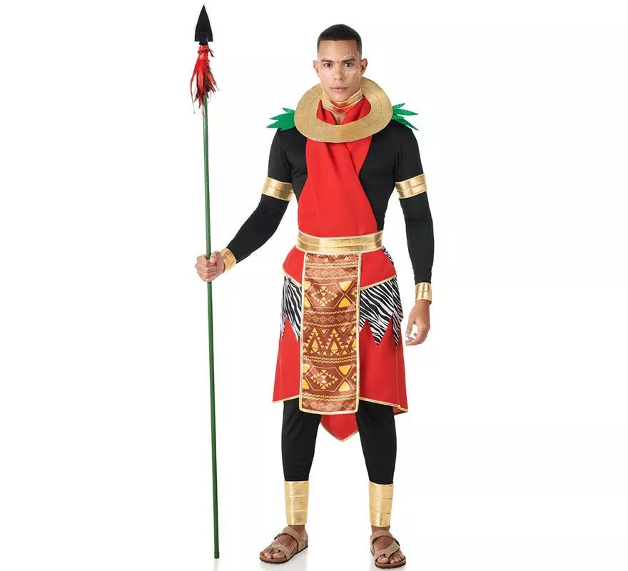 Translation missing: pt-PT.Disfraz de Masai Africano rojo elegante para hombre