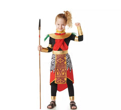 Fato elegante de Masai Africano Vermelho para crianças