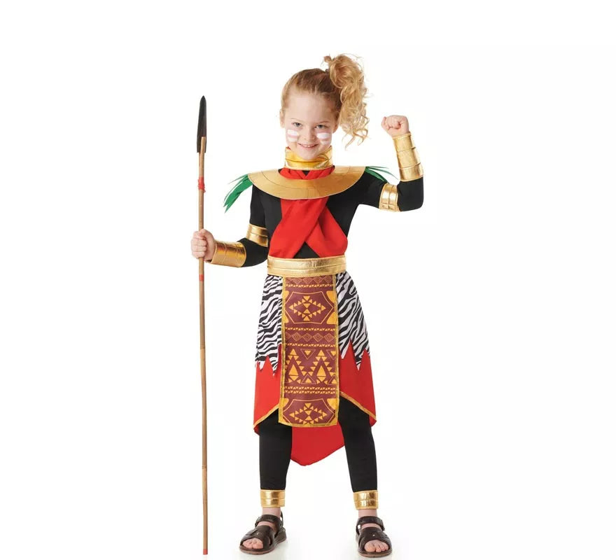 Translation missing: pt-PT.Disfraz de Masai Africano rojo elegante para niños
