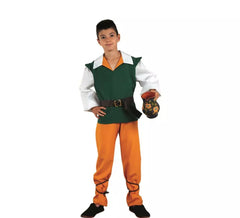 Fato medieval verde e laranja para criança