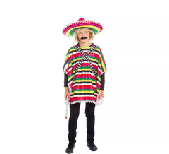 Fato de poncho mexicano multicolorido para criança