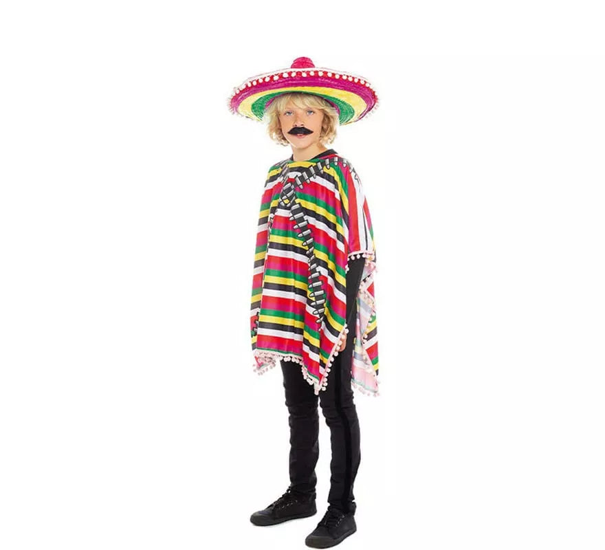 Translation missing: pt-PT.Disfraz de Mejicano poncho multicolor para niño