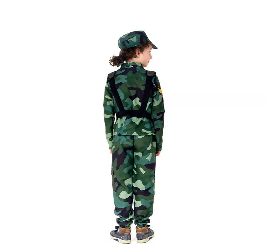 Translation missing: pt-PT.Disfraz de Militar verde Camuflado con Gorra para niños