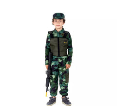 Fato Militar Camuflado Verde com Touca para criança