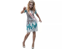 Fato de Miss Zombie vestido azul para mulher