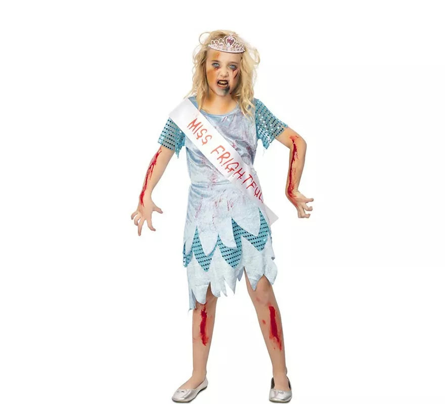Translation missing: pt-PT.Disfraz de Miss Zombie vestido azul para niña