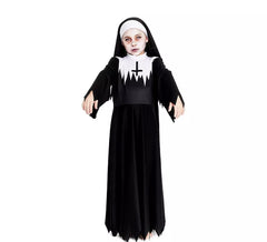 Fantasia de freira zumbi com túnica de espinhos para menina