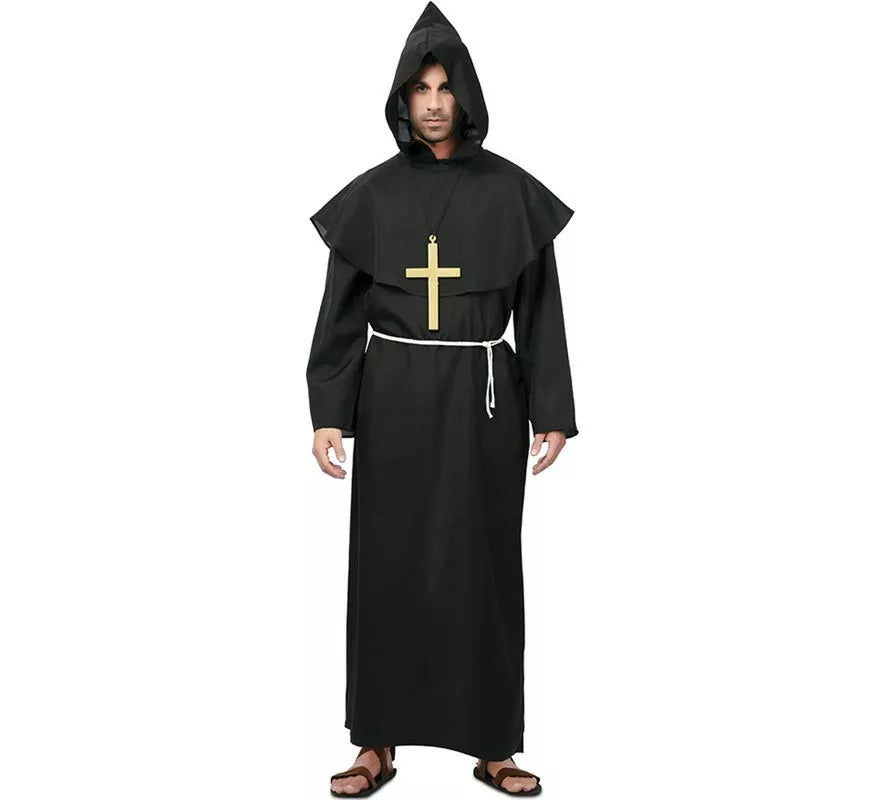Translation missing: pt-PT.Disfraz de Monje medieval oscuro con cruz para hombre