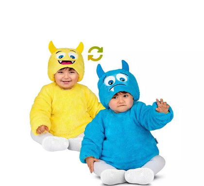 Disfraz de Monstruo Amarillo- Azul Reversible para bebé y niños