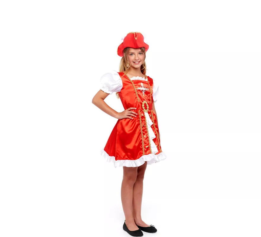 Translation missing: pt-PT.Disfraz de Mosquetera Roja en Vestido para niña