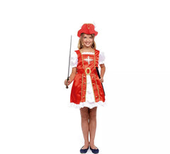 Fato de Vestido de Mosqueteiro Vermelho para Meninas
