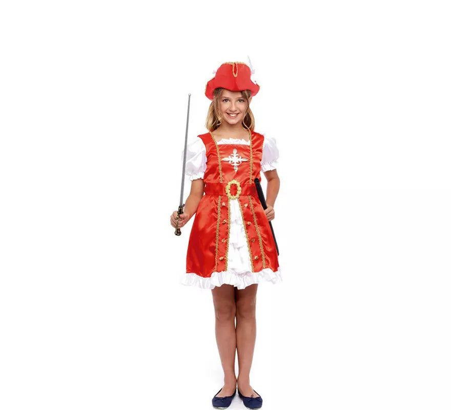 Translation missing: pt-PT.Disfraz de Mosquetera Roja en Vestido para niña