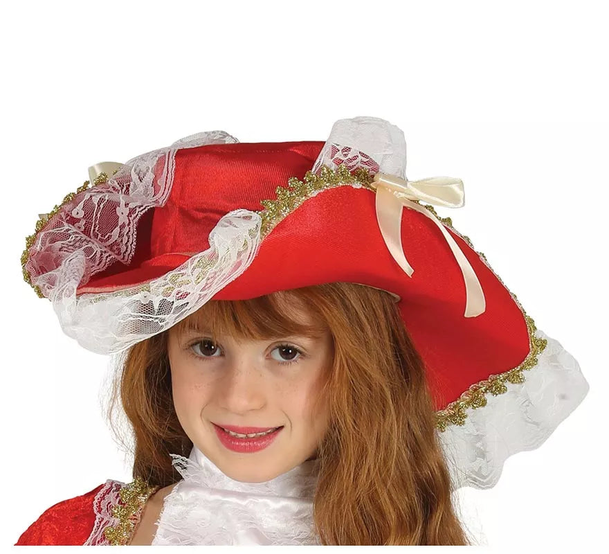 Disfraz de Mosquetera roja Flor de Lis para niña