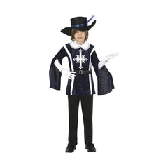 Fato de mosqueteiro azul elegante para menino