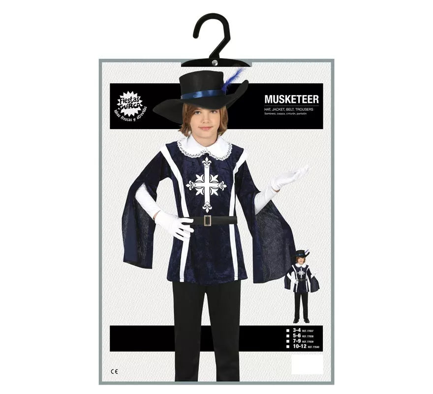 Translation missing: pt-PT.Disfraz de Mosquetero Azul Elegante para niño