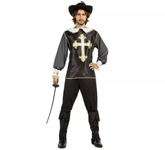 Fato de mosqueteiro preto para homem