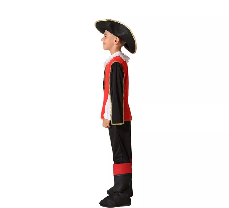Disfraz de Mosquetero Rojo y Negro para niño