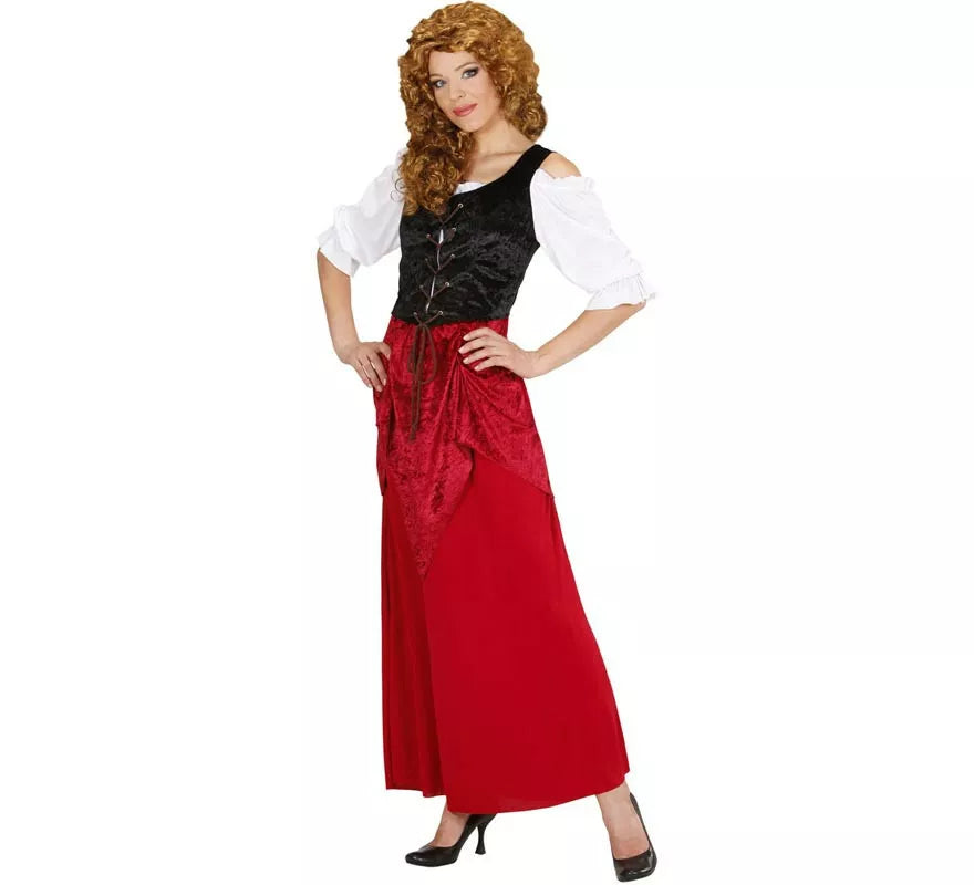 Translation missing: pt-PT.Disfraz de Moza de Taberna rojo y negro para mujer