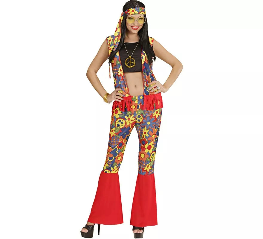 Translation missing: pt-PT.Disfraz de Mujer Hippie con cinta y medallón para mujer