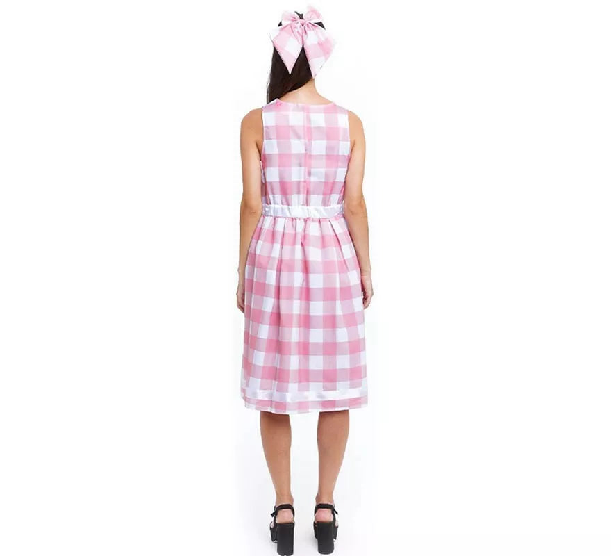 Translation missing: pt-PT.Disfraz de Muñeca a cuadros rosa y blanco para mujer