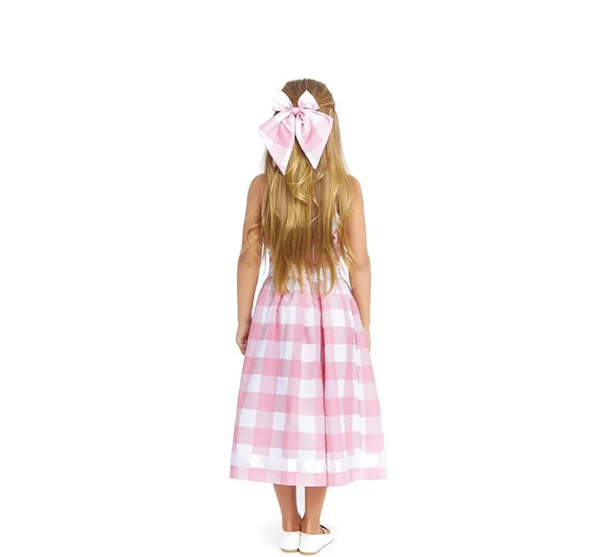 Translation missing: pt-PT.Disfraz de Muñeca a cuadros rosa y blanco para niña