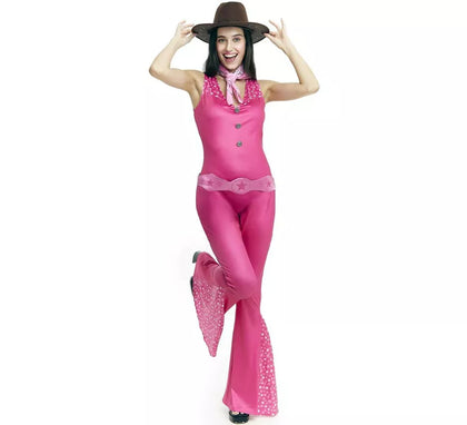 Disfraz de Muñeca Famosa Vaquera fucsia para mujer